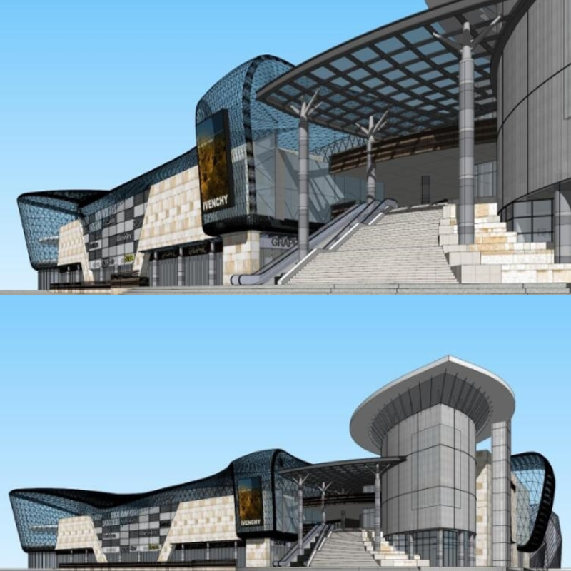 現代特色創意異形曲面曲線商業綜合體建築玻璃幕墻遮陽棚su模型 蝦皮購物