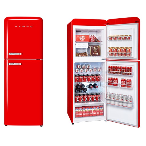 🈸補助🈶💲賣家免運【SAMPO聲寶】SR-C21D(R)變頻一級省電歐風美型冰箱210L可樂紅復古冰箱