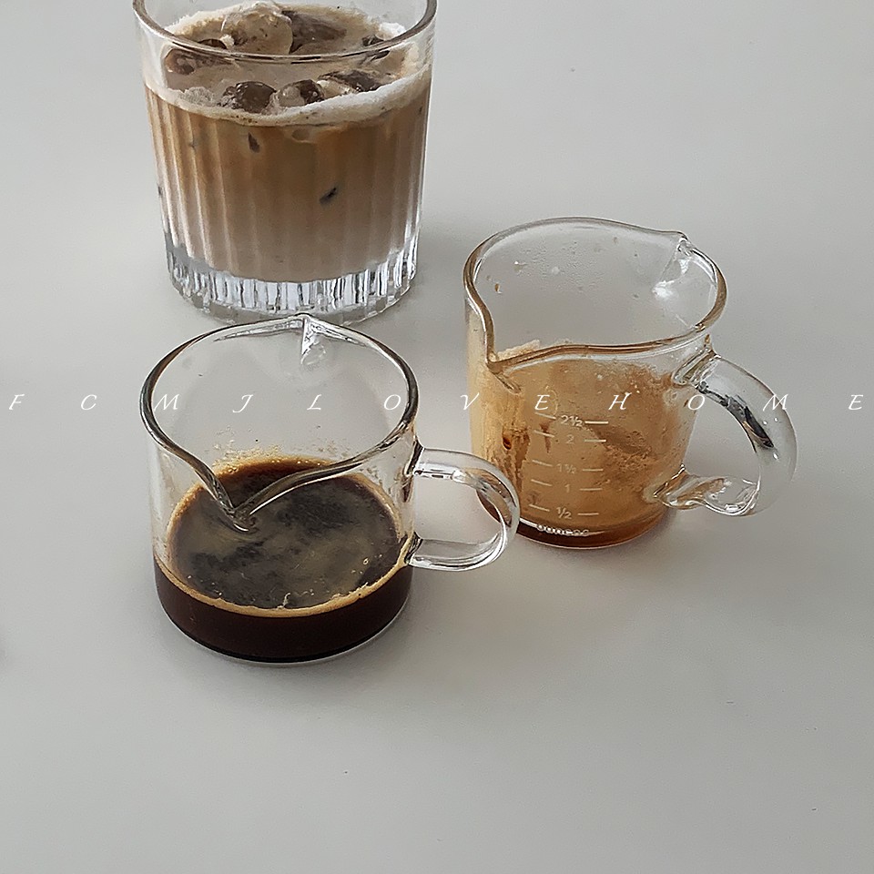 【TOVIR】日式ins同款玻璃小奶罐 奶缸 奶盅 濃縮咖啡杯 雙嘴奶杯迷你 耐高溫刻度杯玻璃杯