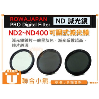 【聯合小熊】ROWA JAPAN ND鏡 可調式減光鏡 ND2-ND400 67mm 功能同 ND 減光鏡