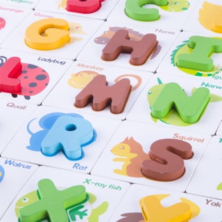 現貨《童玩繪本樂》商檢合格 木質英文字母配對拼圖益智拼圖玩具 英語教學 教具 木質字母卡 字母拼圖 認字卡 手抓板