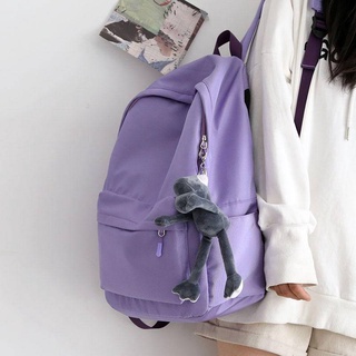 新款紫色森系簡約大容量雙肩包男純色書包女大學生高中背包女雙肩 書包 雙肩包 背包 後背包 高中生背包 國中生書包