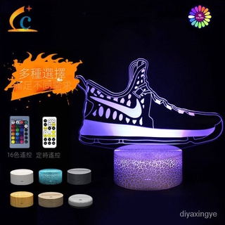 專配球鞋係列七彩 3D小夜燈led遙控觸摸創意禮品燈臺燈禮品燈