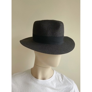 寬帽簷 黑色編織 圓盤帽 夏季