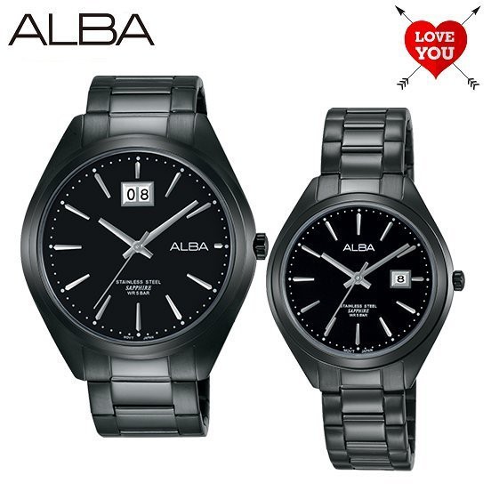 《ALBA》AQ5147X1 和 AH7L25X1 經典對錶43/31mm 藍寶石水晶防刮鏡面/一對兩只【第一鐘錶】