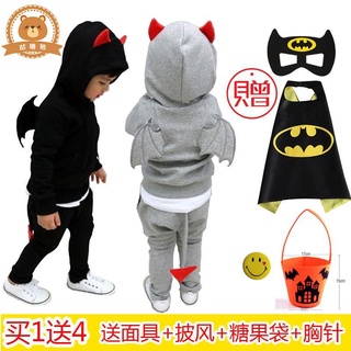 萬聖節服裝 萬聖節服裝兒童 萬聖節兒童服裝男童演出服女童小惡魔翅膀套裝寶寶可愛小孩表演服