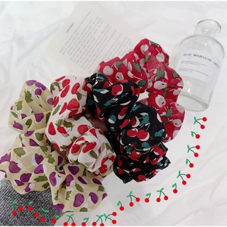 ❤現貨D092❤甜味 韓系少女復古法式櫻桃髮繩雪紡髮圈ins頭繩大腸圈髮飾大腸髮圈