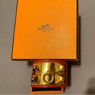 Hermès 愛馬仕cdc紅金色卯釘手環