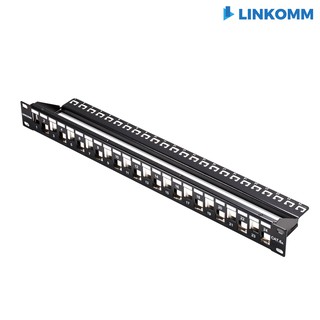 【LINKOMM】1U 19吋 空架遮蔽式跳線面板 機架式 Patch Panel STP 24port 面板 機櫃