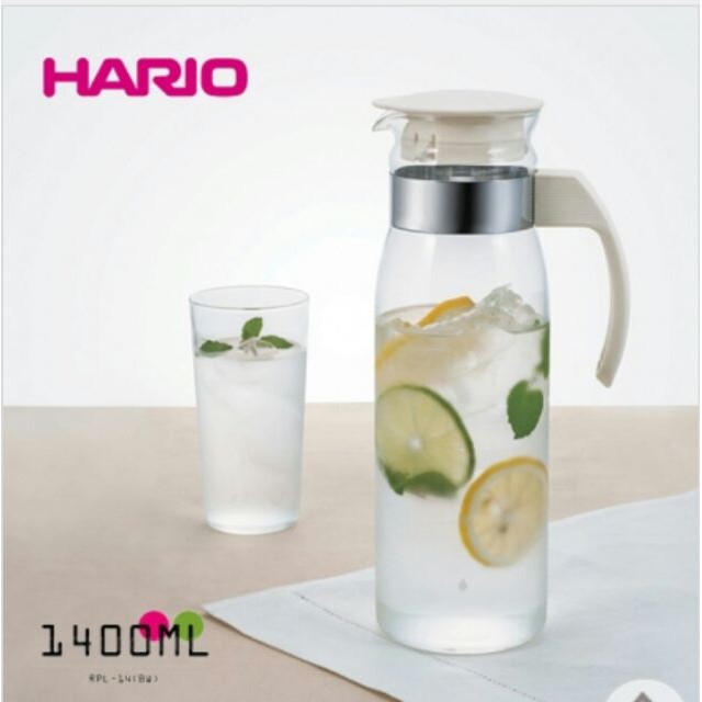 HARIO 玻璃冷水瓶 1400ml 3色選 白 灰 藍  咪勒 生活日鋪