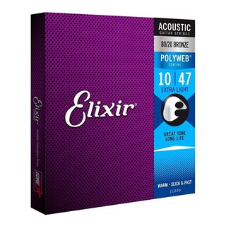 【三木樂器】Elixir 11000 民謠吉他弦 10-47 黃銅 POLYWEB 原廠公司貨 Extra Light