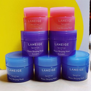 LANEIGE 蘭芝 睡美人香氛水凝膜 (薰衣草 保濕淨亮 深層保濕舒緩)、極萃滋養晚安唇膜 小樣