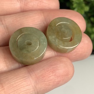 天然緬甸玉a貨 翡翠 冰黃綠 子母平安扣 玉墜D35-B