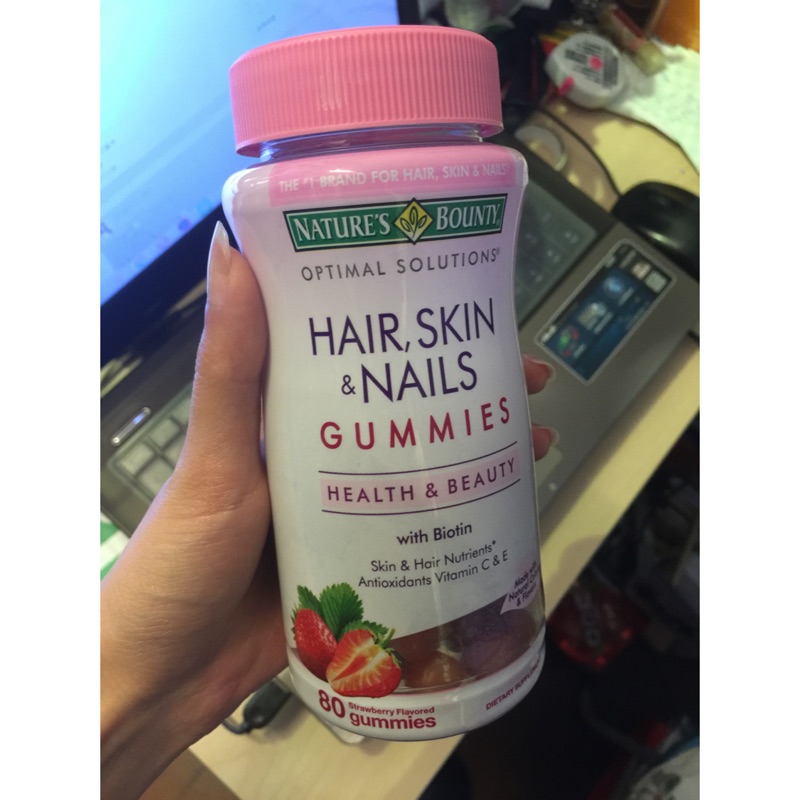 Nature's Bounty Hair Skin&amp;Nails 頭髮/皮膚/指甲強化草莓 80粒軟糖