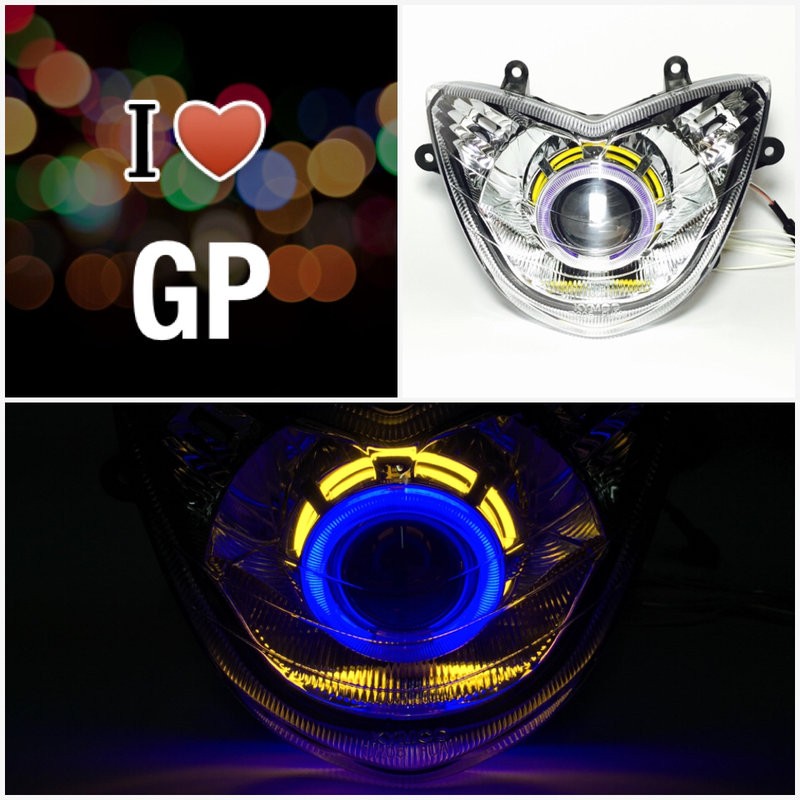 7號工廠 GP 魚眼 大燈 藍黃 另有 GP2 V2 CUE Xgoing 非 LED 鋼鐵人

