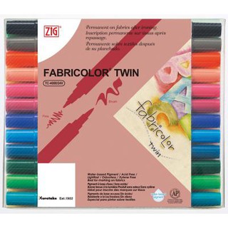 日本Kuretake吳竹 ZIG Fabricolor Twin 雙頭布料彩繪筆/繪布筆-6、12、24色