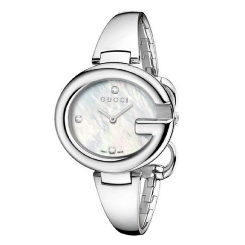 ［二手］Gucci 古吉YA134303經典G型手環時尚腕錶/白貝面36mm