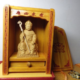 精品隨身佛龕 黃楊木王母娘娘木雕佛像