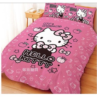 【嫁妝寢具】Hello-Kitty.雙人床包組【床包+枕套*2】台灣製造 .3件組.紅色/粉色2款任選