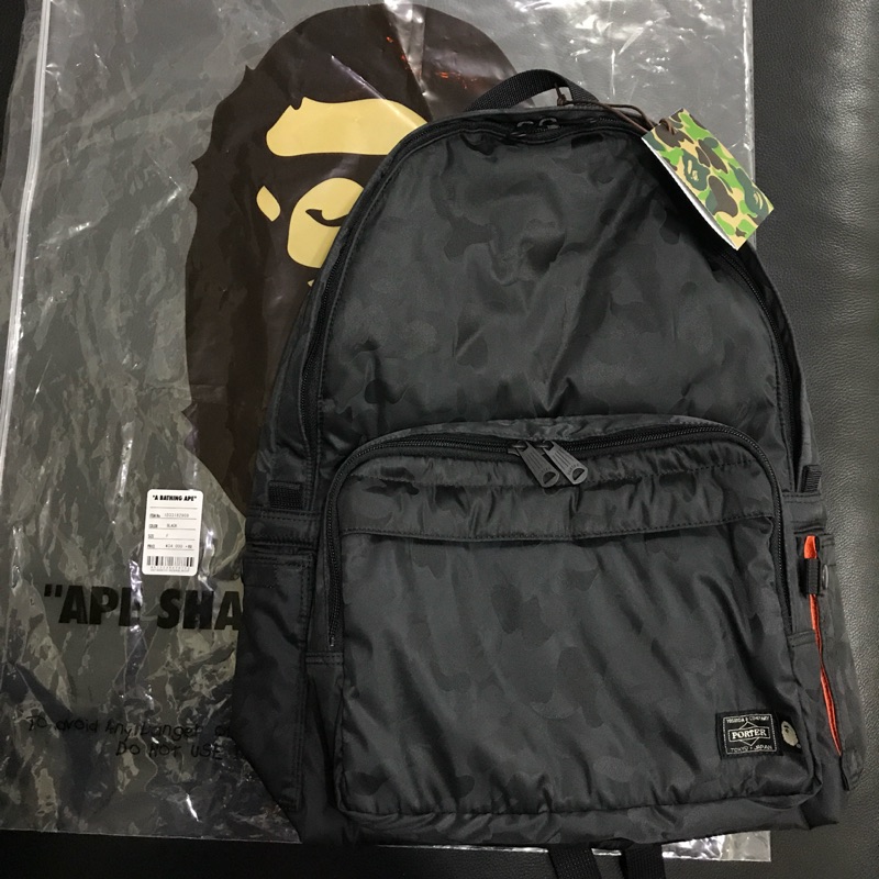 A BATHING APE BAPE*PORTER ABC CAMO 黑色迷彩後背包