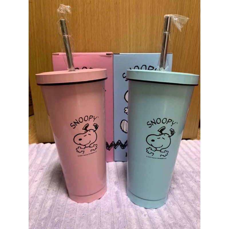 Snoopy 304不鏽鋼吸管杯正版雷射標史努比吸管杯吸管杯700ml吸管杯冰杯不銹鋼吸管 蝦皮購物
