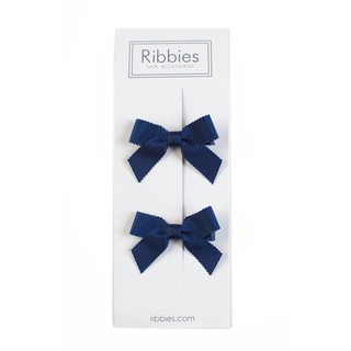 英國 Ribbies 經典蝴蝶結2入組|髮飾|髮夾-海軍藍【麗兒采家】