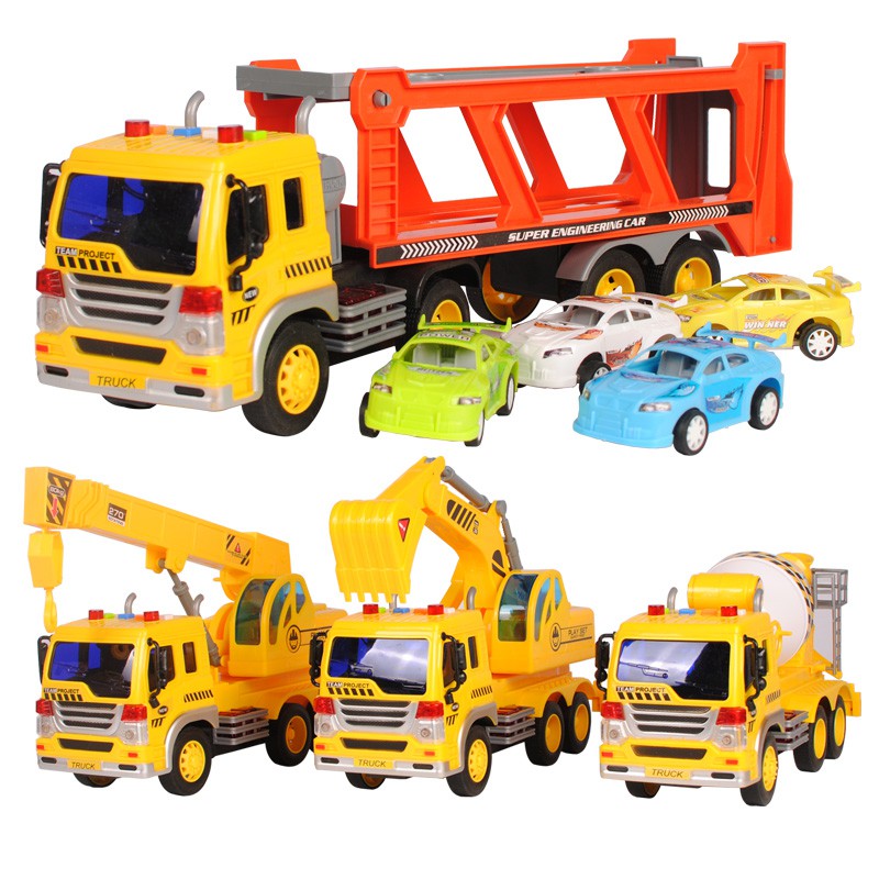【電動玩具】 開拓者玩具工程車大號音樂吊車卡車貨車挖掘機男孩電動兒童小汽車