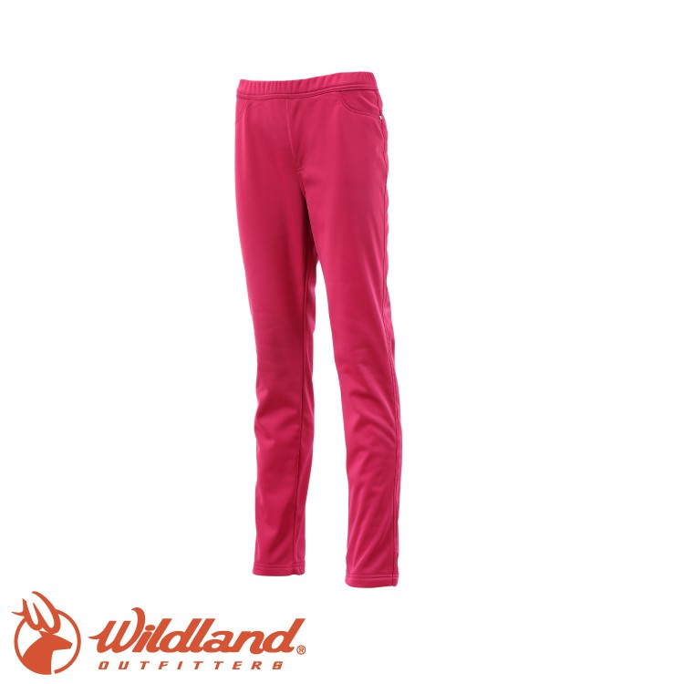 【Wildland荒野 女 彈性針織合身長褲《桃紅》】0A12363/保暖長褲/休閒合身長褲/悠遊山水