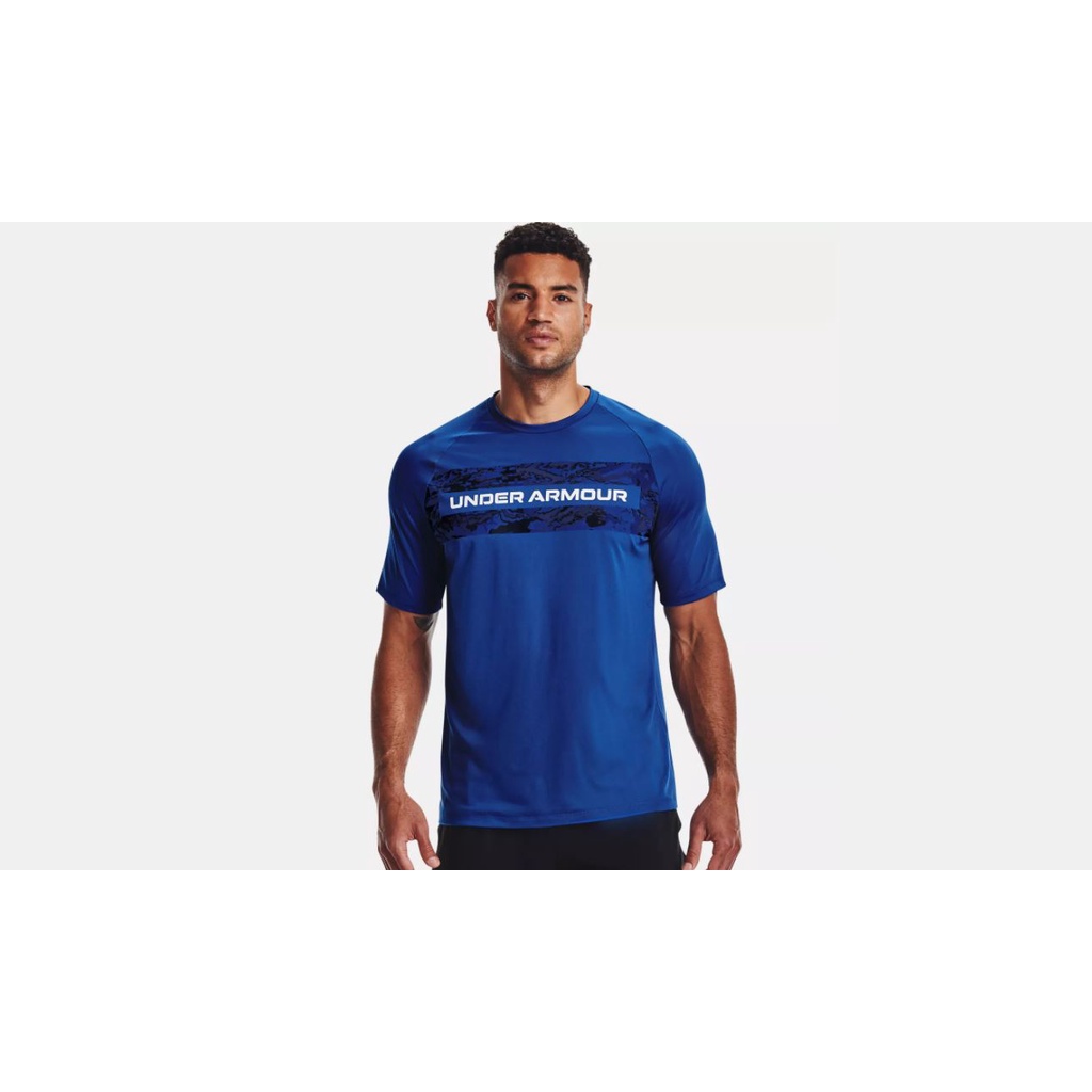 全新UA UNDER ARMOUR 男短袖T恤 (1366479-432)特價排汗材質藍迷彩