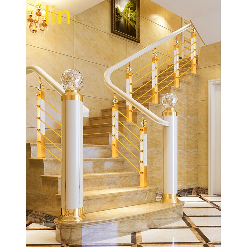 lin樓梯扶手護欄欄桿陽臺鋼化玻璃實木現代不銹鋼圍欄鋁合金扶手工業