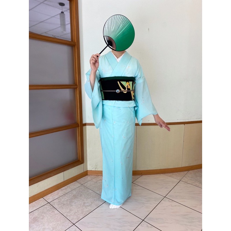 日本和服 夏用紗質單衣清新蘋果綠大號紗着物新品 蝦皮購物