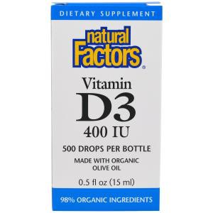 Natural Factors 維生素D3 滴劑 液態 400 IU 15 ml