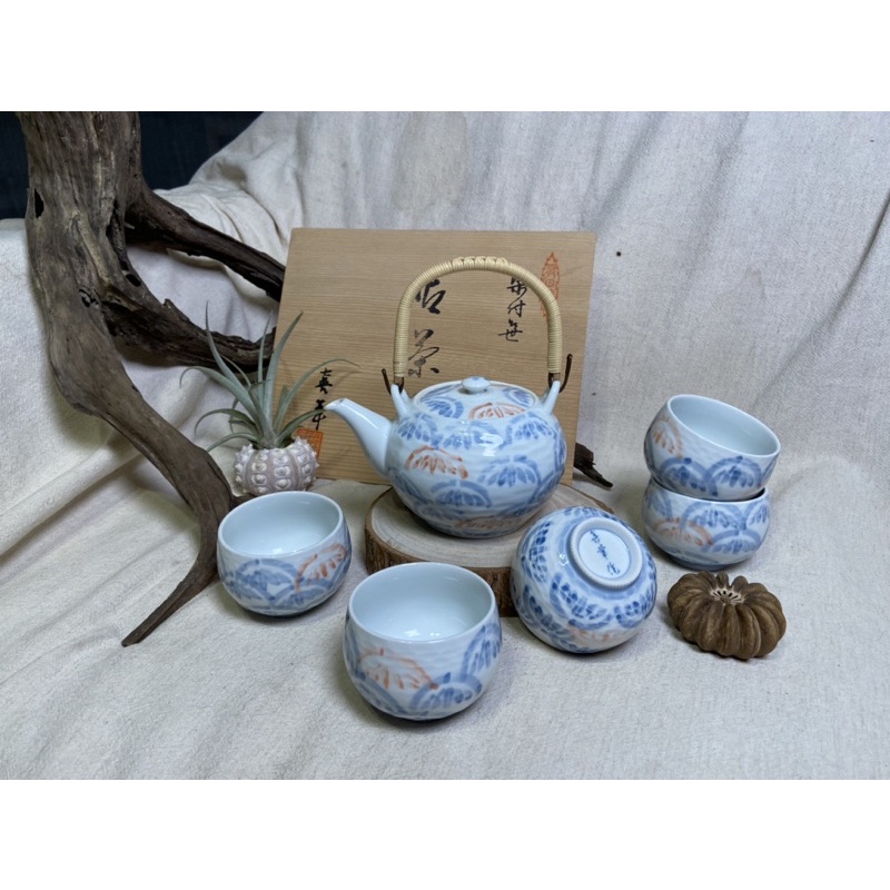 【有田燒】 竹葉紋 茶器組 茶杯 茶壺 茶器 茶道 日本製 手工製