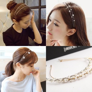 Hana store 韓系飾品 甜美花朵星星水鑽細款髮箍