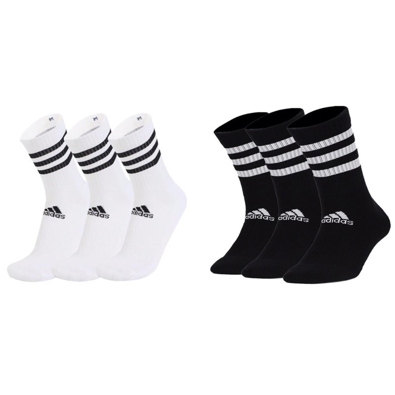 現貨 adidas 3Stripes Crew Socks 三雙入 白黑 黑白 運動襪 DZ9346 DZ9347