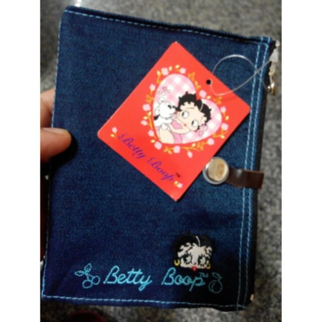 【Betty Boop 貝蒂】錢包+筆記本兩用隨身牛仔包(牛仔布)