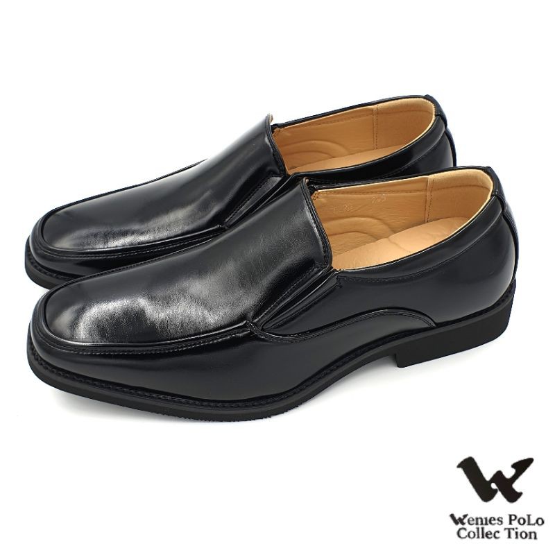 【米蘭鞋都】Wenies Polo (男) 免綁帶 商務 上班 學生 紳士皮鞋 舒適 止滑 6220 黑色