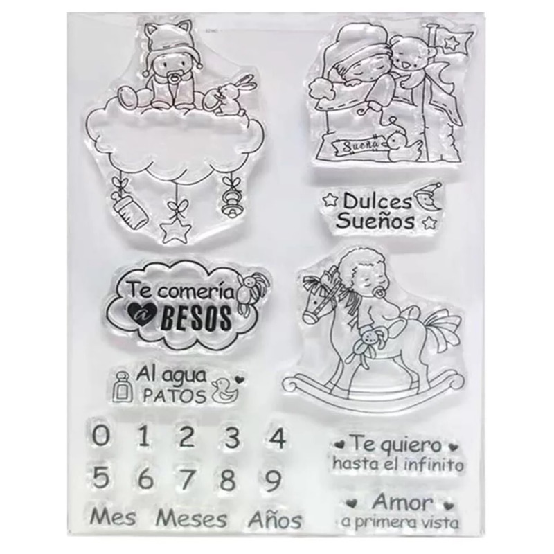 EP 西班牙文 ✨ 嬰幼兒教學 寶寶 數字印章 透明印章 硅膠印章 矽膠印章 水晶印章 裝飾印章 手帳創作印章