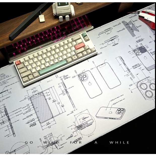 【御花社】創意工業風 iPhone12 蘋果 13pro 設計稿 遊戲超大滑鼠墊 加厚辦公桌墊/