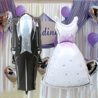 大造型新郎新娘禮服造型鋁箔氣球(1對入 未充氣)