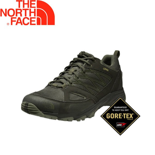 【The North Face 男款 GTX 低筒健行鞋《綠》】V4DU/超輕抗菌防水透氣/登山健/行鞋/抓地/悠遊山水