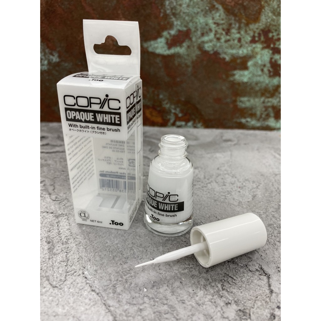 藝城美術-日本Copic OPAQUE WHITE 遮覆液 修正用不透明白色水性顏料-6ml 爆亮白（附筆刷）