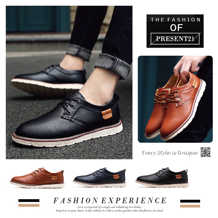 紳士男鞋 Present21 韓版新款 英倫紳士品格質感皮革透氣休閒鞋紳士鞋男鞋 蝦皮購物