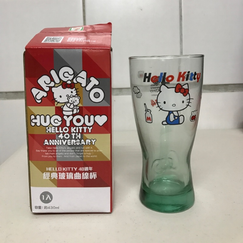 7-11 優雅時光 Hello Kitty 40 玻璃曲線杯 現貨