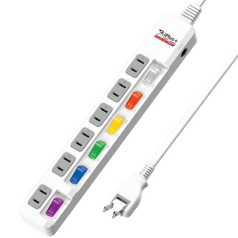 iPlus+ 保護傘6切6座2P延長線 PU-2665 6尺 9尺 15尺 180度旋轉插頭