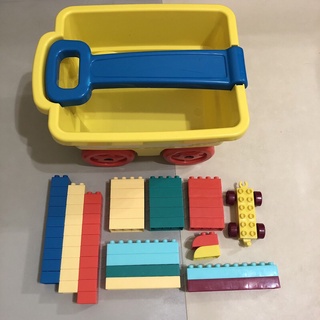 二手狀況好 美國B.Toys感統玩具 Battat系列 樂部落積木拖車 樂高積木 拖車積木 大顆粒樂高 益智積木 玩具