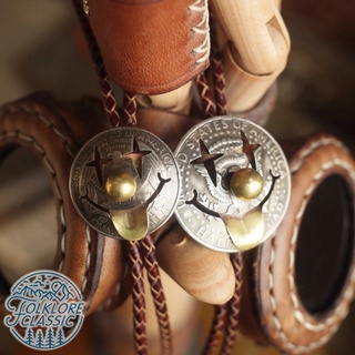 隔日到貨 Folklore Classic 復古Bolo tie 真牛皮保羅領帶 美元銀幣切割小丑