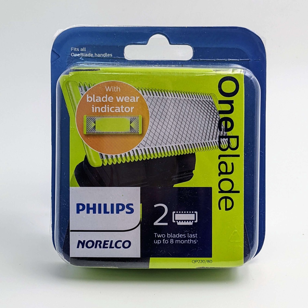 Philips QP220 原廠替換刀片2入 適Norelco OneBlade 刮鬍刀臉部修容刀頭組 QP220/80