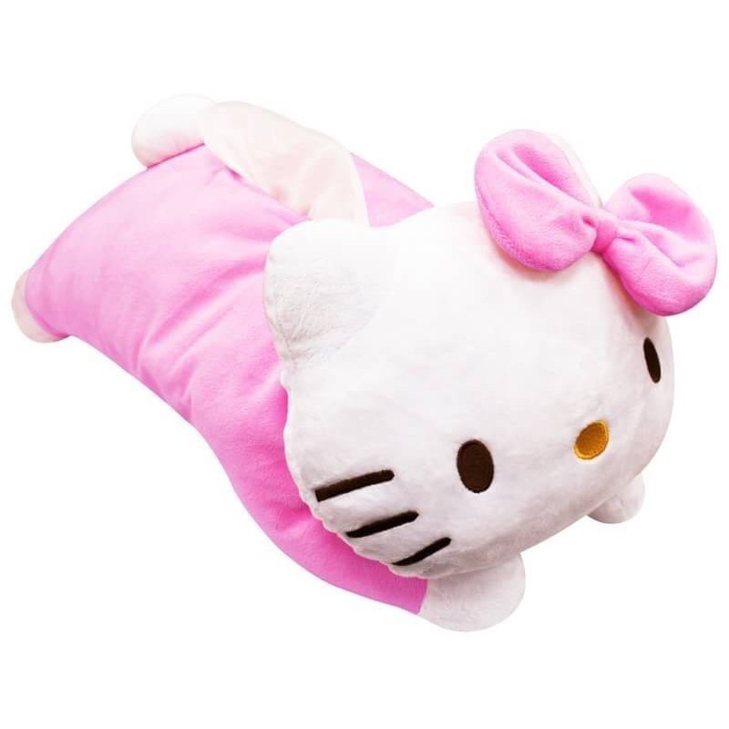 ●正版【HELLO KITTY凱蒂貓】面紙套 抱枕 立體趴姿面紙套紅 絨毛面紙套 kitty面紙套 KT車用面紙套娃娃