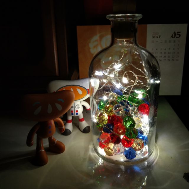 酒瓶塞燈串❣️LED燈串❣️夜燈❣️暖白光/七彩光❣️100顆五行轉運水晶珠❣️聖誕節❣️萬聖節